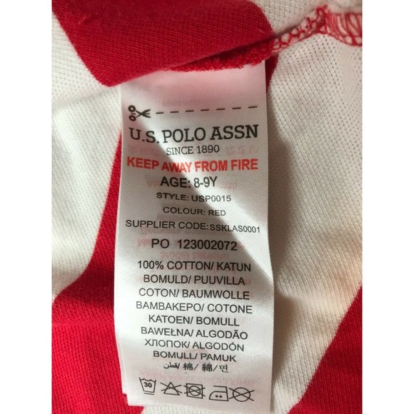 US Polo Association Polo Shirt Red White Stripe 8 - Picture 6 of 11